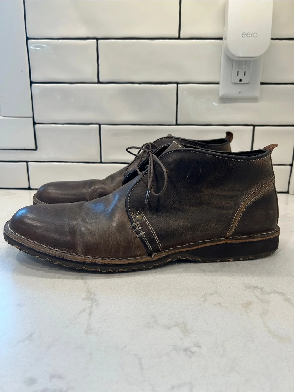 Crevo‎ Longport Mens Size 12 Brown Leather Casual Ankle Chukka Boot Shoes